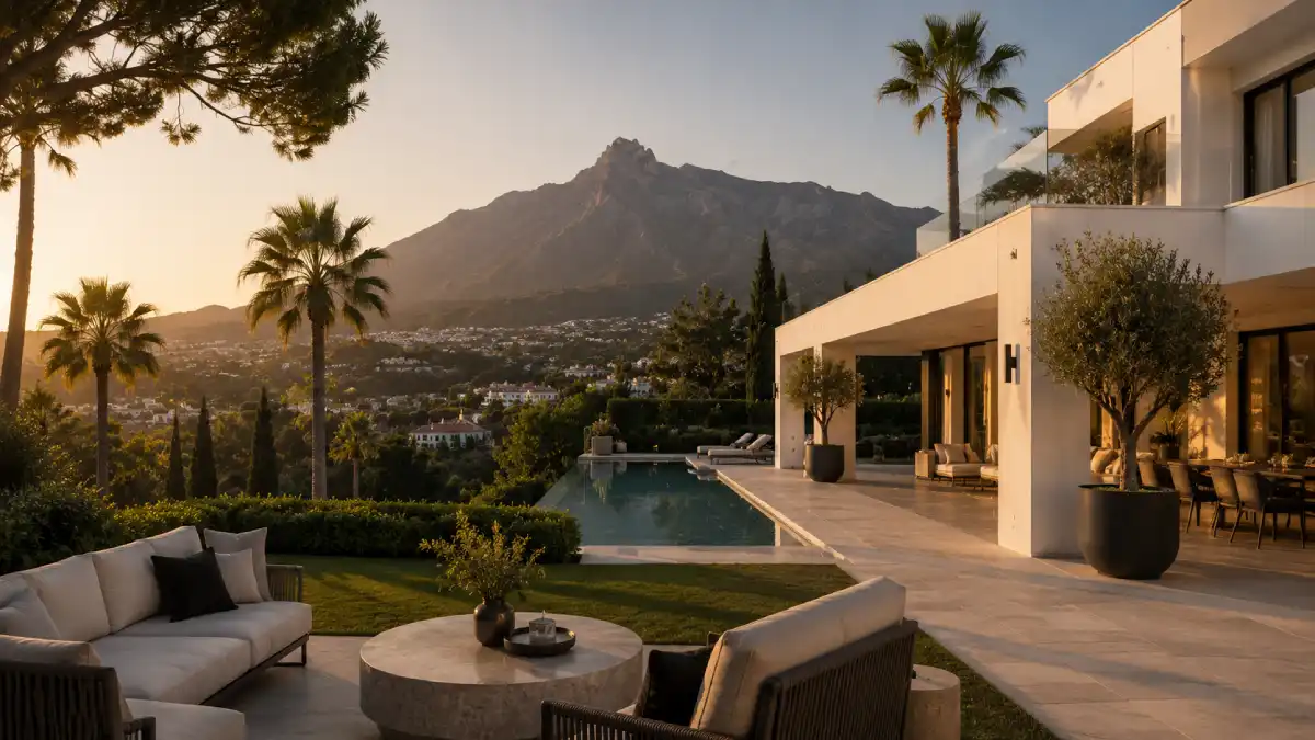 Luxury Marbella villa at sunset
